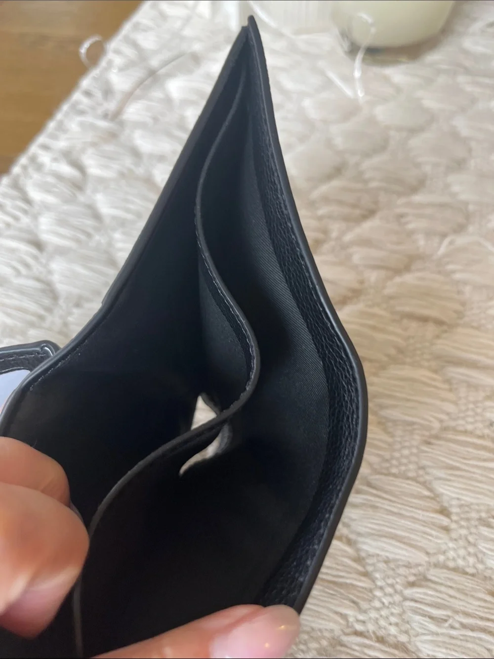 NWT Coach 3 way Black Pebbled Leather Bifold Wallet